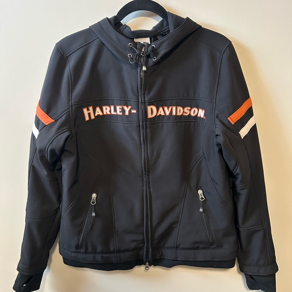 Harley-Davidson Black Hoodie with Orange Details